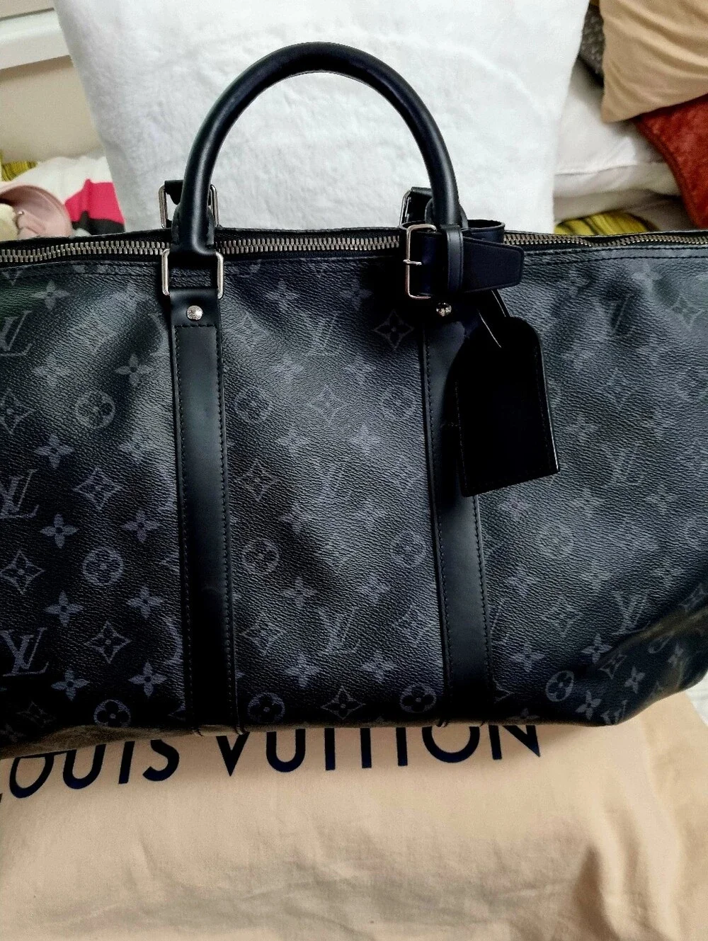 Louis Vuitton Black Monogram Keepall 55 Duffel Bag